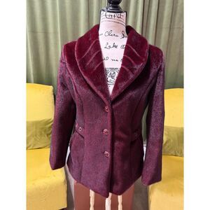 Modern Faux Mink Blazer | AliFashion Red Plush Short Coat Retro Hollywood Style